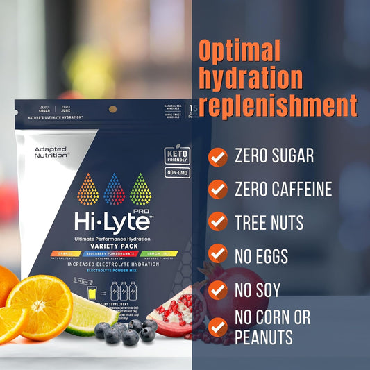 Hi-Lyte Pro Hydration Packets - 15 Individual Drink Packets | Variety Pack | Flavored Electrolyte Powder Packets | Sugar-Free, Zero Carb, Zero Calorie