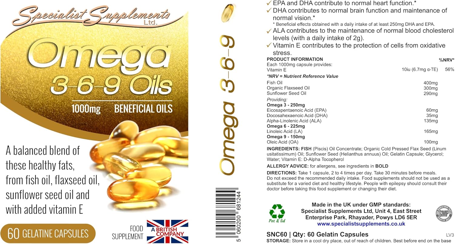 Specialist Supplements Omega 3-6-9 Oils 60 Capsules

