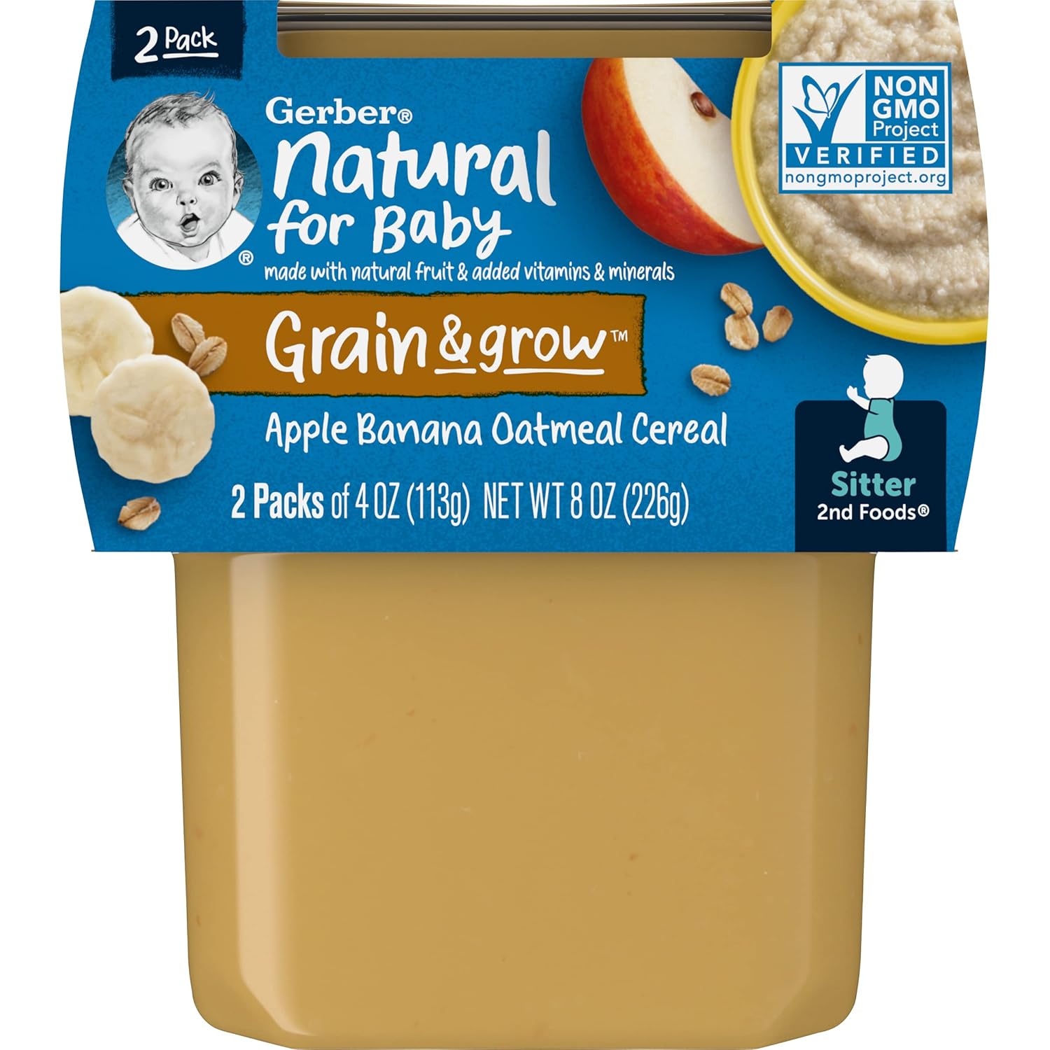 Gerber 2Nd Foods Baby Foods, Apple Banana With Oatmeal, 4 Oz Tub (2 Pack)