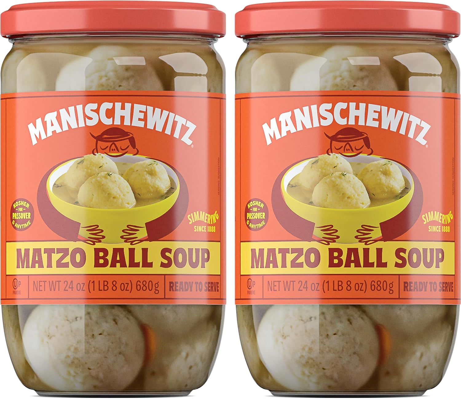 Manischewitz Matzo Ball Soup, 24 oz (2 Pack) | Kosher For Passover | Ready to Serve | Traditional Matzo Ball Soup