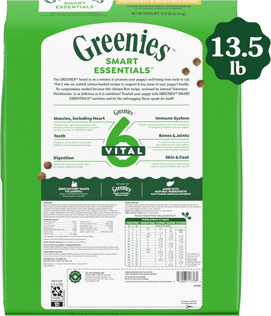 Greenies Smart Essentials Puppy High Protein Dry Dog Food Real Chicken & Brown Rice Recipe, 13.5 Lb. Bag