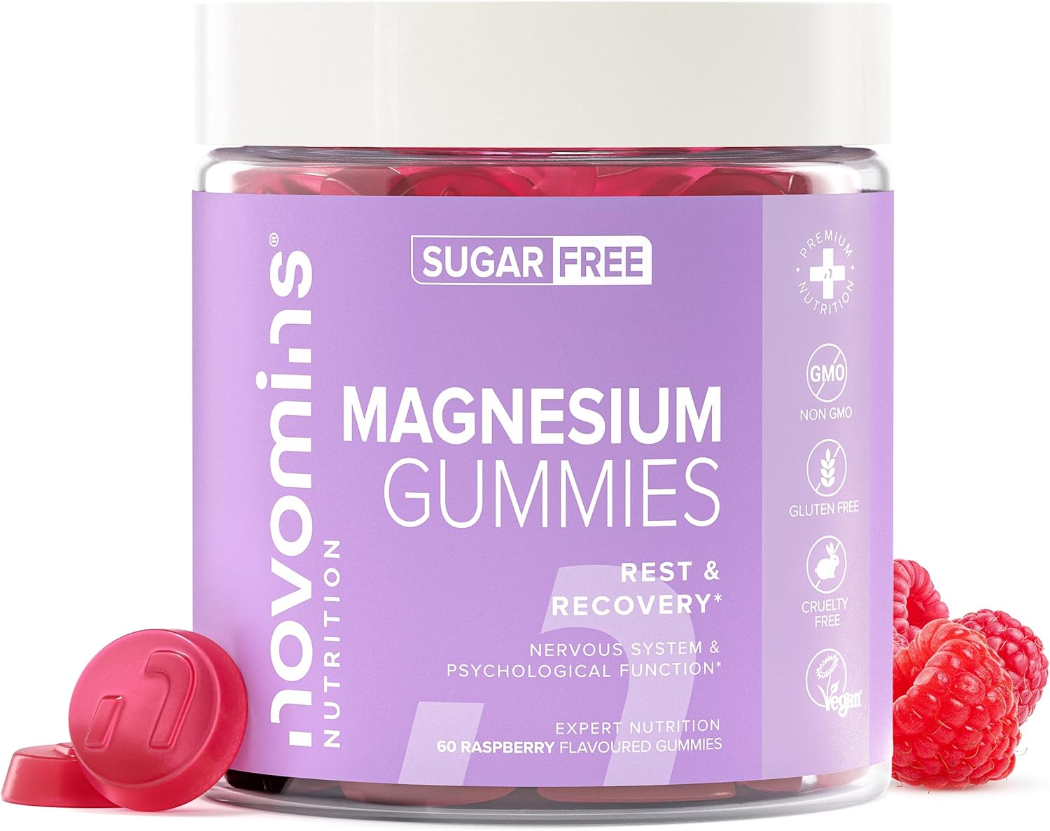 Magnesium Gummies – 1636 Mg Magnesium Citrate Providing 180Mg Of Mg - Sugar Free - Vegan – 1 Month Supply - Gluten Free - Chewable Supplements – Made By Novomins