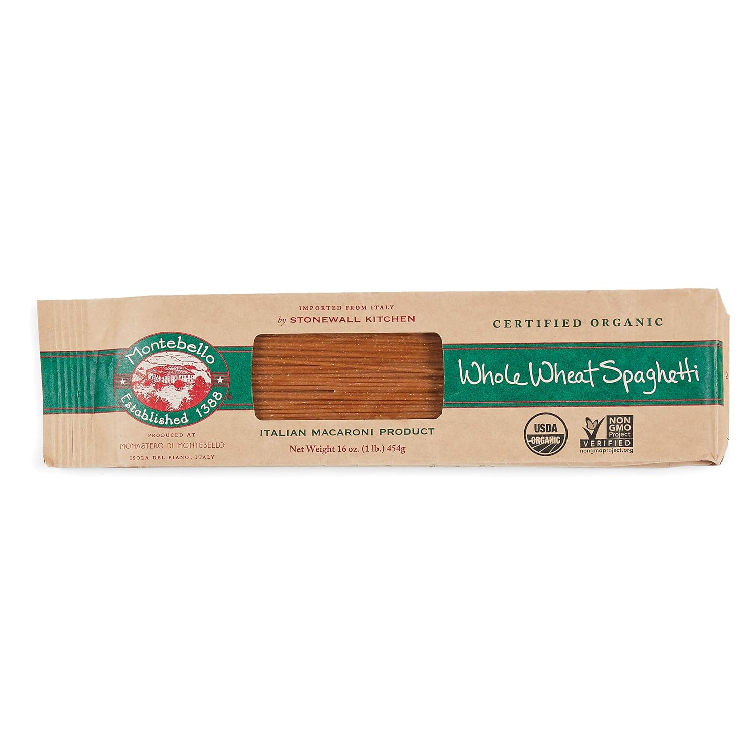 Montebello Organic Whole Wheat Spaghetti, 1 lb