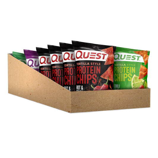 Quest Nutrition Tortilla Style Protein Chips Variety Pack, Chili Lime, Hot & Spicy, & Spicy Sweet Chili, 12 Count (3 Each Flavor)