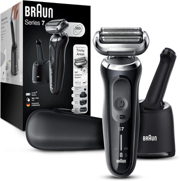 Braun Series 7 7085Cc Flex Rechargeable Wet & Dry Men'S Electric Shaver With Clean & Charge Station, Stubble & Beard Trimmer