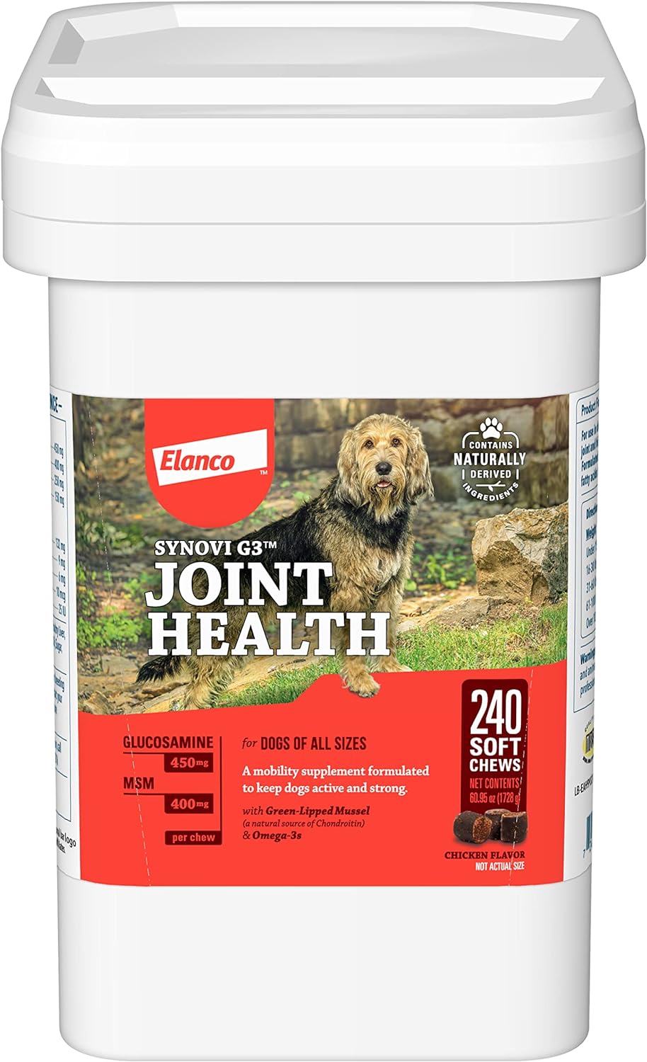 Elanco Synovi G3 Soft Chews Glucosamine Joint Supplement For Dogs, 240 Count