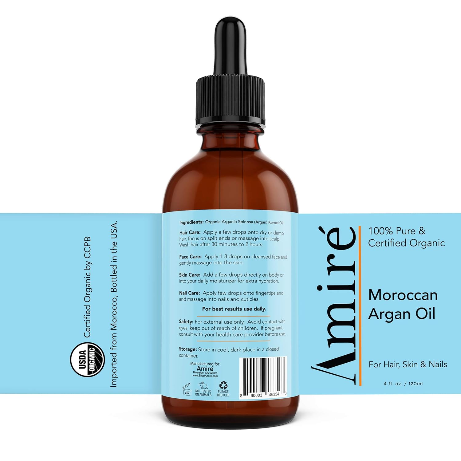 Usda Certified Organic Argan Oil 4Oz, Triple Extra Virgin Grade Moroccan Argan Oil For Hair Growth. Skin, Face, & Nails. Moisturizer. Scalp Treatment Hair Oil For Dry, Damaged, Brittle Hair. : Beauty & Personal Care