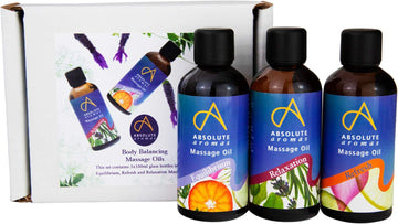 Absolute Aromas Balancing Bath & Massage Oil - 3 X 100Ml In Glass Bottles - Equilibrium, Relaxation And Refresh Massage Oils