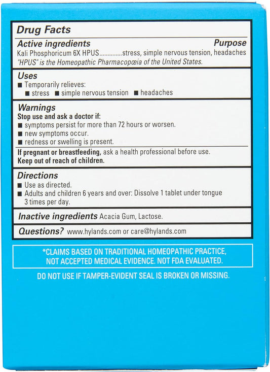 Hyland'S No. 6 Cell Salt Kali Phos 6X Tablets, Relief Of Headaches, And Simple Nervous Tension, Quick Dissolving Tablets, 100 Count