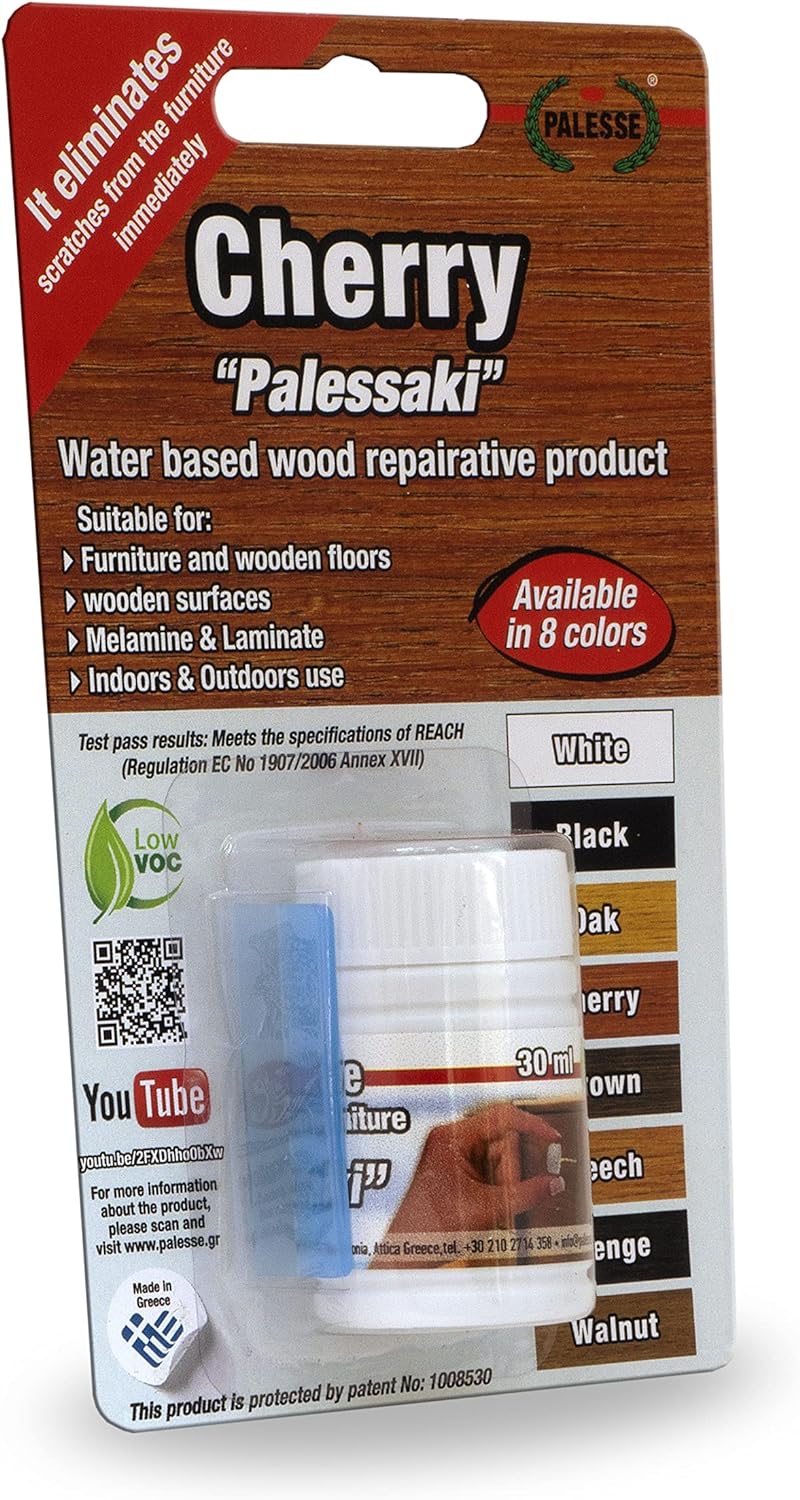 Palessaki Water Based Wood Furniture Repair Kit ?Best Scratch Remover for Wood Furniture Surfaces ?Wood Floor Scratch Remover, Hardwood Floor Scratch Repair & Furniture Touch Up Kit - 30 ml (Cherry) : Health & Household