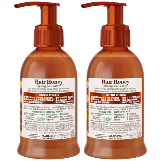 Garnier Whole Blends Honey Treasures Hair Honey Repairing Serum For Long, Damaged Hair, 5.1 Fl Oz, 2-Count (Packaging May Vary)