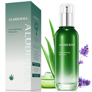 Aloderma Brightening Face Moisturizer with 75% Organic Aloe Vera - Natural Aloe Facial Lotion to Nourish & Restore Radiance for Tired, Dull Skin, Revitalizing Lotion with Niacinamide, Squalane, 3.5oz