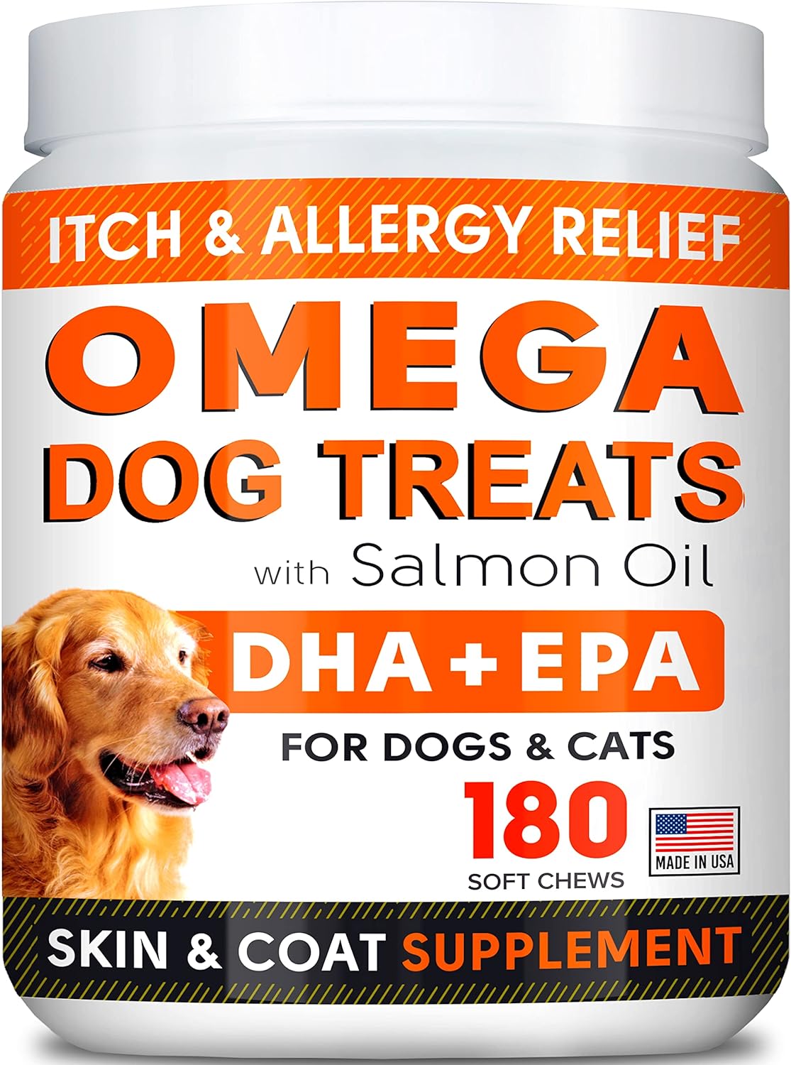 StrellaLab Fish Oil Omega 3 Treats for Dogs (180 Treats) - Allergy & Itch Relief - Skin & Coat Supplement - Joint Health - Wild Alaskan Salmon Oil - Shedding, Itchy Skin Relief - Omega 3 6 9 - EPA&DHA