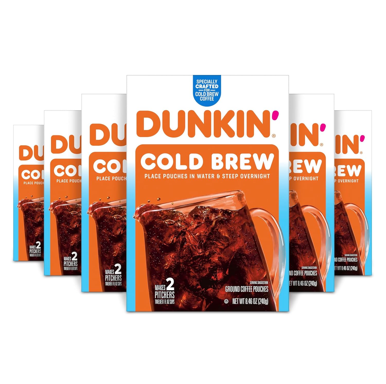 Dunkin' Cold Brew Ground Coffee Packs, 8.46 Ounces (Pack Of 6)