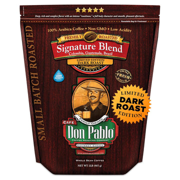 Don Pablo Signature Blend - Limited Edition Dark Roast Gourmet Coffee, 100% Arabica Whole Bean, Non-Gmo, Low Acidity, 2 Pound (2 Lb) Bag