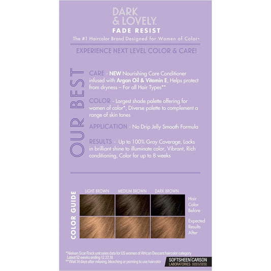 SoftSheen-Carson Dark and Lovely Fade Resist Rich Conditioning Hair Color, Permanent Hair Color, Up To 100 percent Gray Coverage, Brilliant Shine with Argan Oil and Vitamin E, Honey Blonde