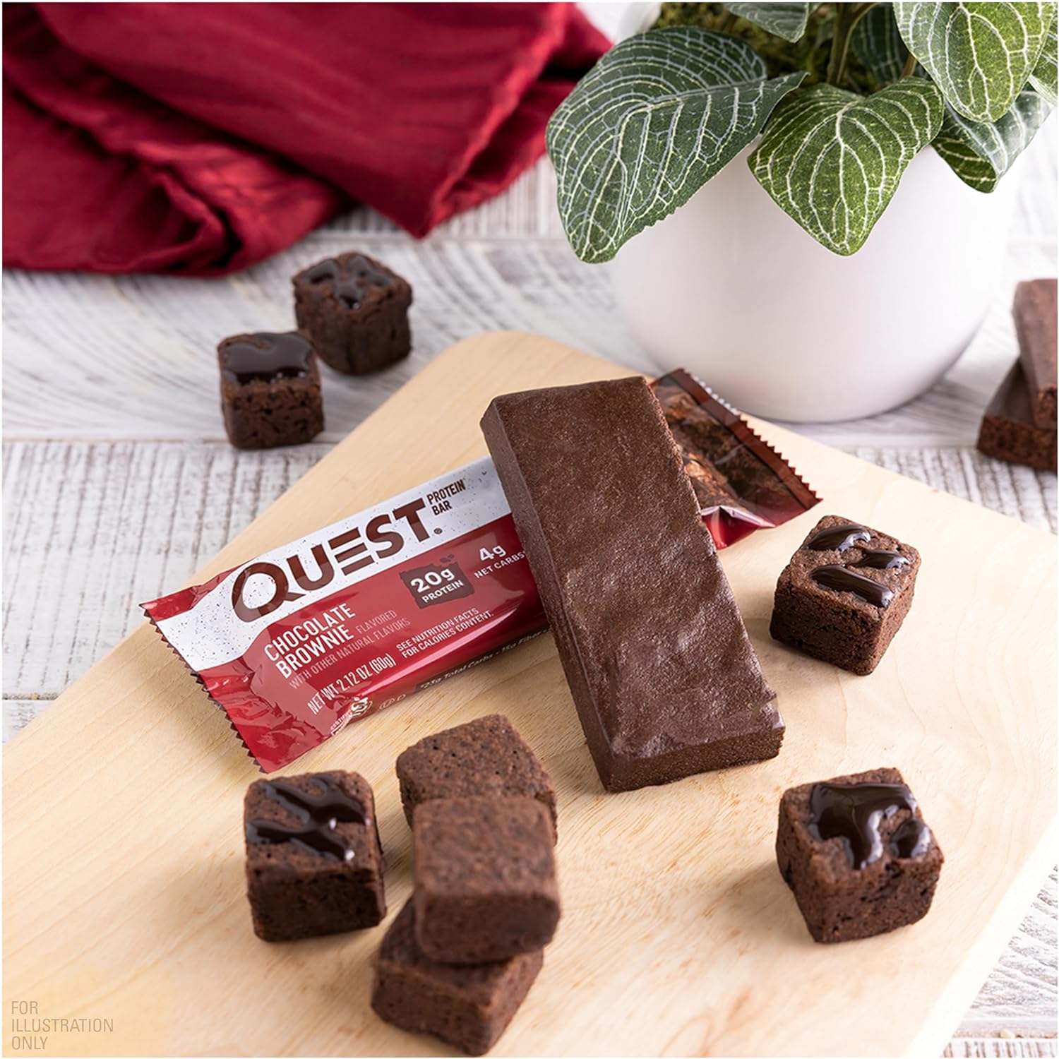 Quest Nutrition Chocolate Brownie Protein Bar, 20g Protein, 1g Sugar, 4g Net Carb, Gluten Free, Gluten Free, 12 Count