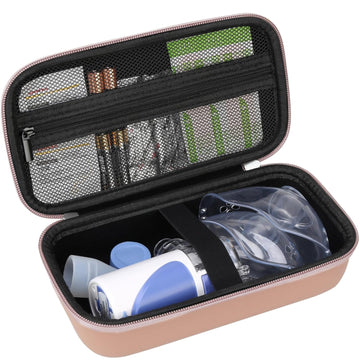 Elonbo Carrying Case For Portable Handheld Inhaler Nebulizer Machine For Adults And Kids, Asthma Inhaler Spacer Travel Bag, Handheld Mesh Atomizer Machine Holder, Rose Gold