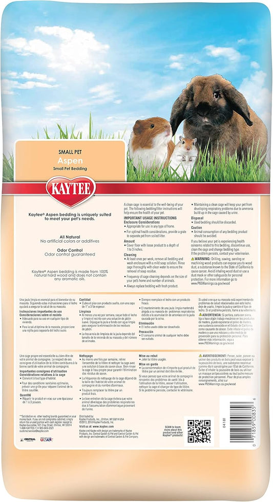 Kaytee Aspen Small Animal Pet Bedding For Pet Guinea Pigs, Rabbits, Hamsters, Gerbils, And Chinchillas, 19.7 Liters