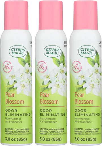 Citrus Magic Limited Edition Odor Eliminating Air Freshener Spray, Pear Blossom, 3-Ounce, Pack of 3