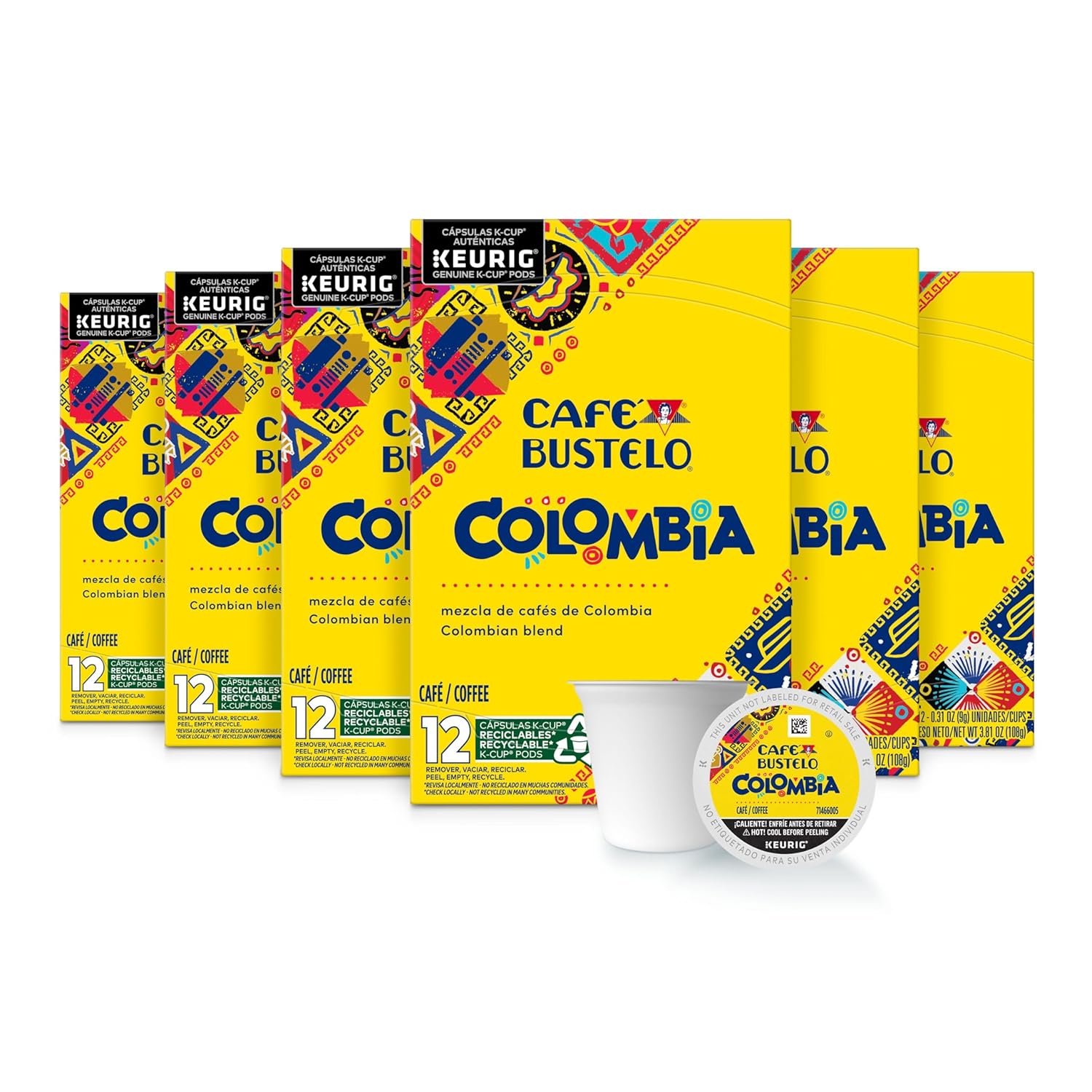 Café Bustelo Colombia Medium Roast Coffee, 72 Keurig K-Cup Pods