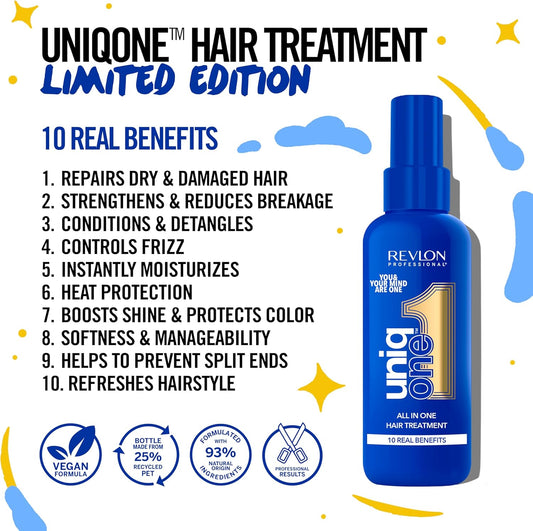 Uniqone Revlon Hair Treatment - Relaxing Fragrance Leave-In Professional Multi-Benefit Hair Treatment - Repair, Detangle, Control Frizz & Style – Vanilla & Jasmine - 150 Ml ?