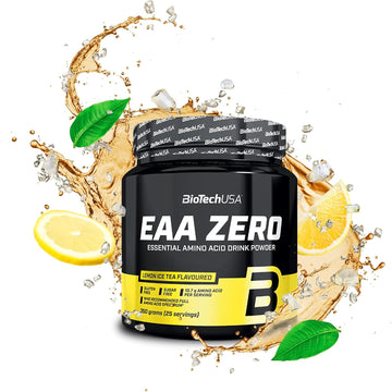 Biotechusa Eaa Zero - Essential Amino Acid Power | 7160Mg Eaa/Serving | Who Recommended Ratio | Sugar-Free, Gluten-Free, 350 G, Lemon Ice Tea