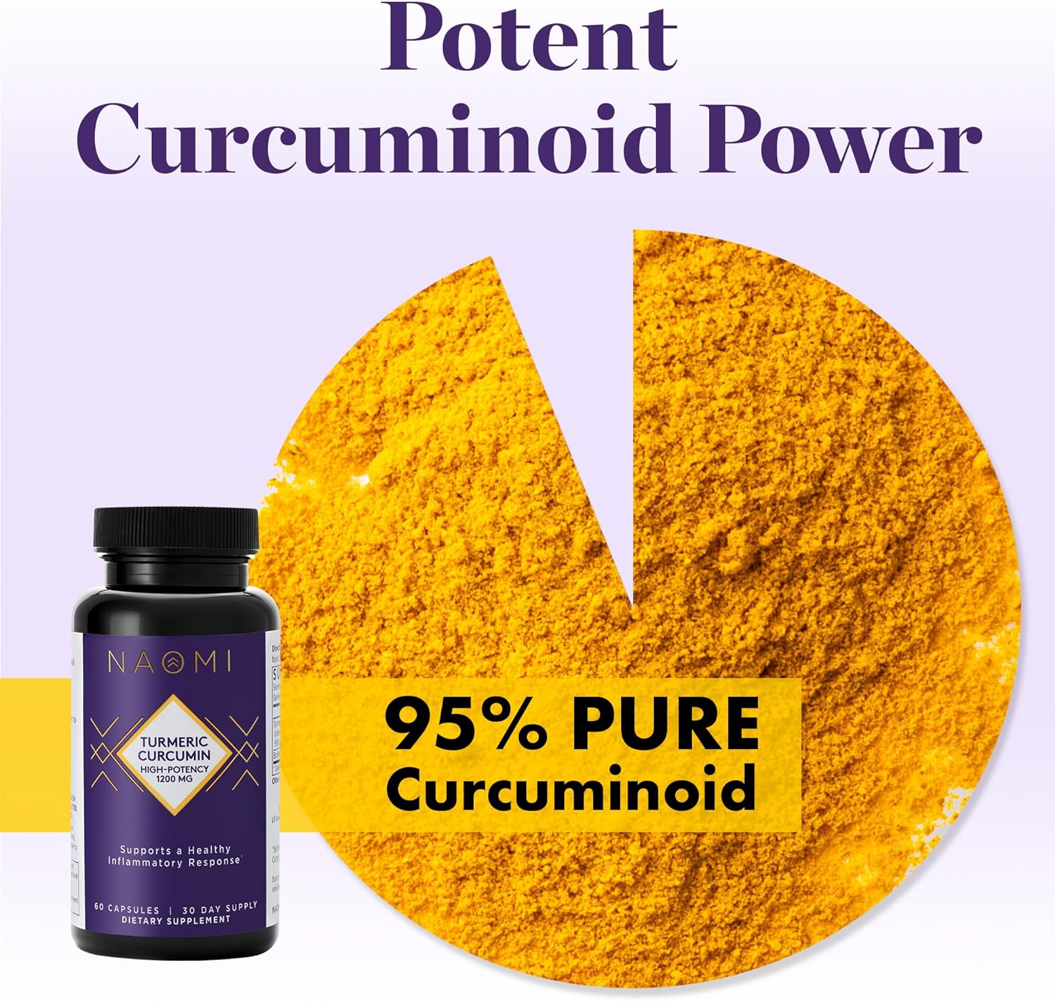 NAOMI Turmeric Curcumin High-Potency 1,200 mg, 95% Curcuminoids & BioPerine Black Pepper Extract to Boost Absorption up to 2000%, Extra-Strength Joint, Muscle, Brain Support, 60 Caps, 30-Day Supply : Health & Household