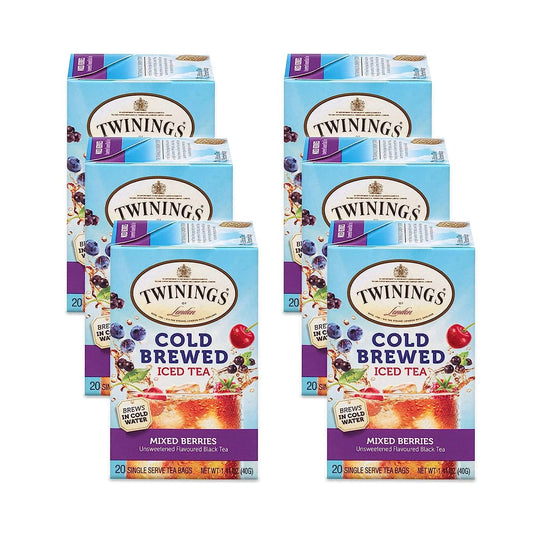 Twinings Mixed Berries Cold Brewed Iced Tea Bags, 20 Count (Pack Of 6)