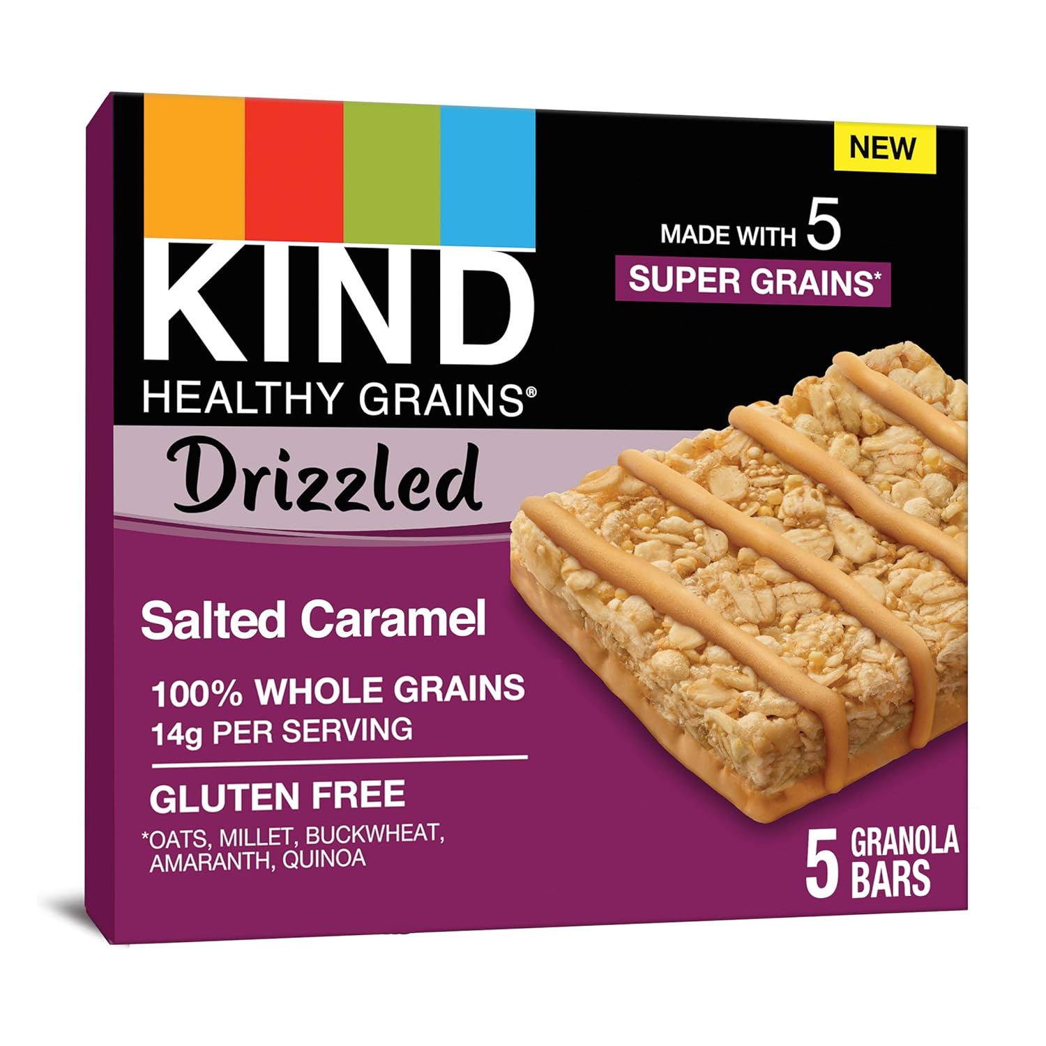 Kind Healthy Grains Salted Caramel Drizzled Bars, Gluten Free, 5.8 Ounces (Pack Of 8)