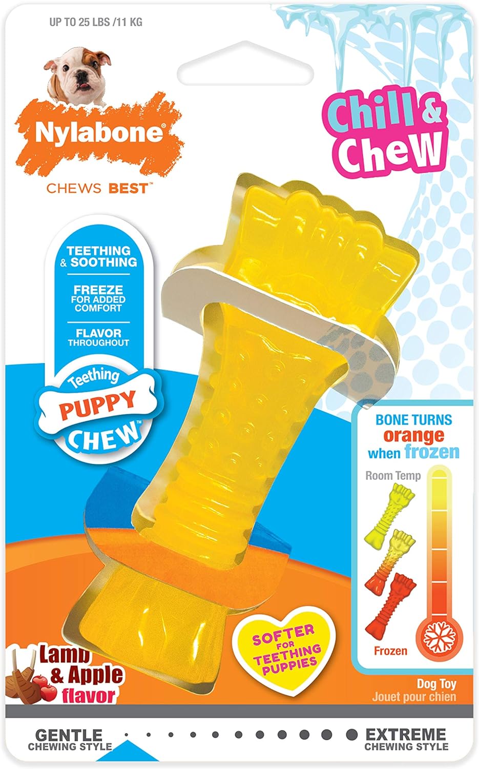 Nylabone Puppy Chew Freezer Toy - Puppy Chew Toy For Teething - Puppy Supplies - Lamb & Apple Flavor, Small/Regular (1 Count)