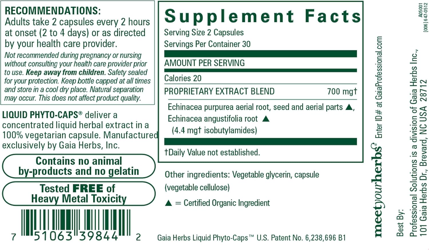 Gaia Herbs Professional Solutions Echinacea (liq phyto-cap) 60 lvcaps