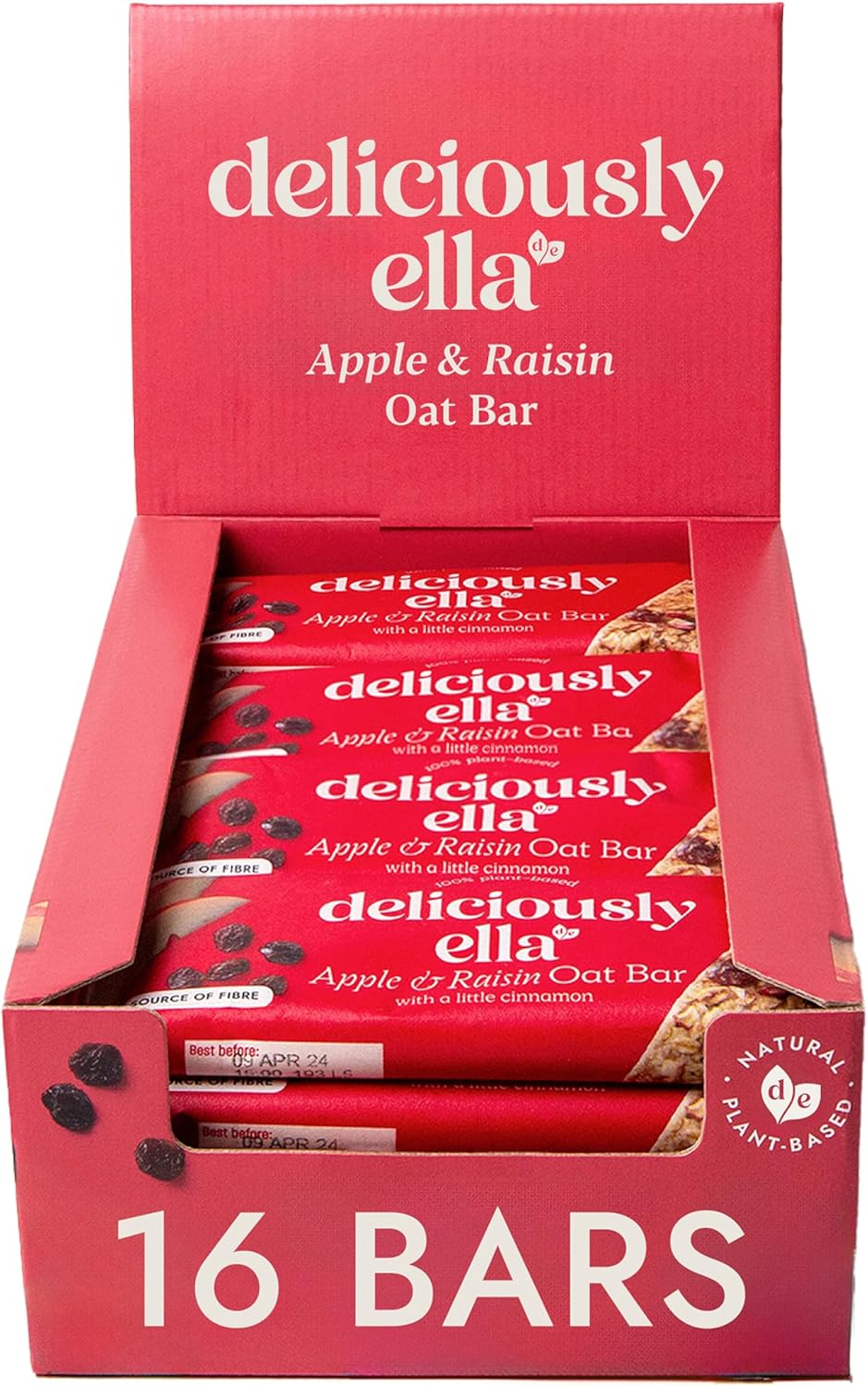 Deliciously Ella Apple And Raisin Oat Bar (16 Bars) - Natural Ingredients - Breakfast Bar - Vegan - Healthy Snack - Gluten Free - (50G X 16 Snack Bars)