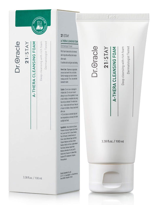 Dr.Oracle 21 Stay A-Thera Cleansing Foam – Tea Tree Oil & Salicylic Acid Cleanser For Hormonal Acne, Pore Deep Cleansing Foam, Korean Skin Care, Dermatologist Tested 3.38 Fl Oz