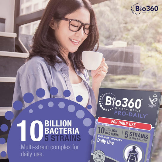 Natures Aid Bio360 Pro-Daily Probiotic 10 Billion Bacteria Cfu – Supports Gut Digestive & Immune Health – Vegan Gluten Free Non-Gmo – High Strength Live Cultures For Gut Digestion Health – 30 Capsules