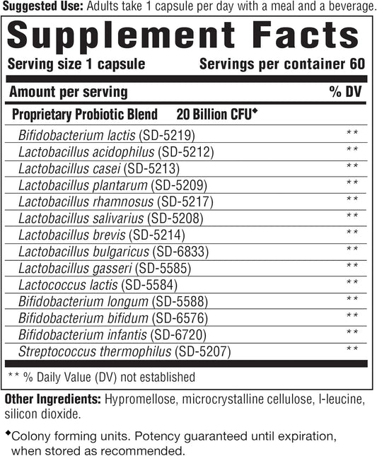 Innate Response Formulas Flora 20-14 Ultra Strength - Probiotic Supplement With 20 Billion Cfu - 14 Probiotic Strains - Vegetarian And Non-Gmo - Made Without 9 Food Allergens - 120 Caps?Ules