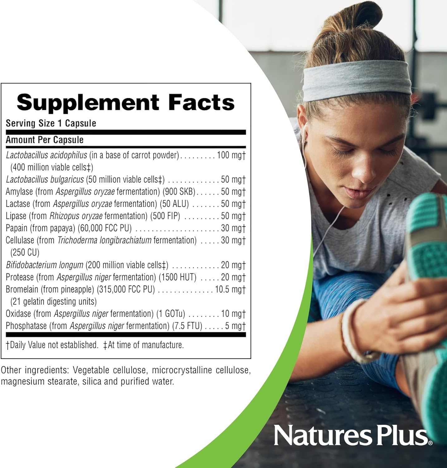 Natures Plus Vibra-Gest - 180 Capsules - Vegetarian Digestive Support Supplement With Probiotics, Live Fruit & Vegetable Enzymes - Natural Live Cultures - 180 Servings
