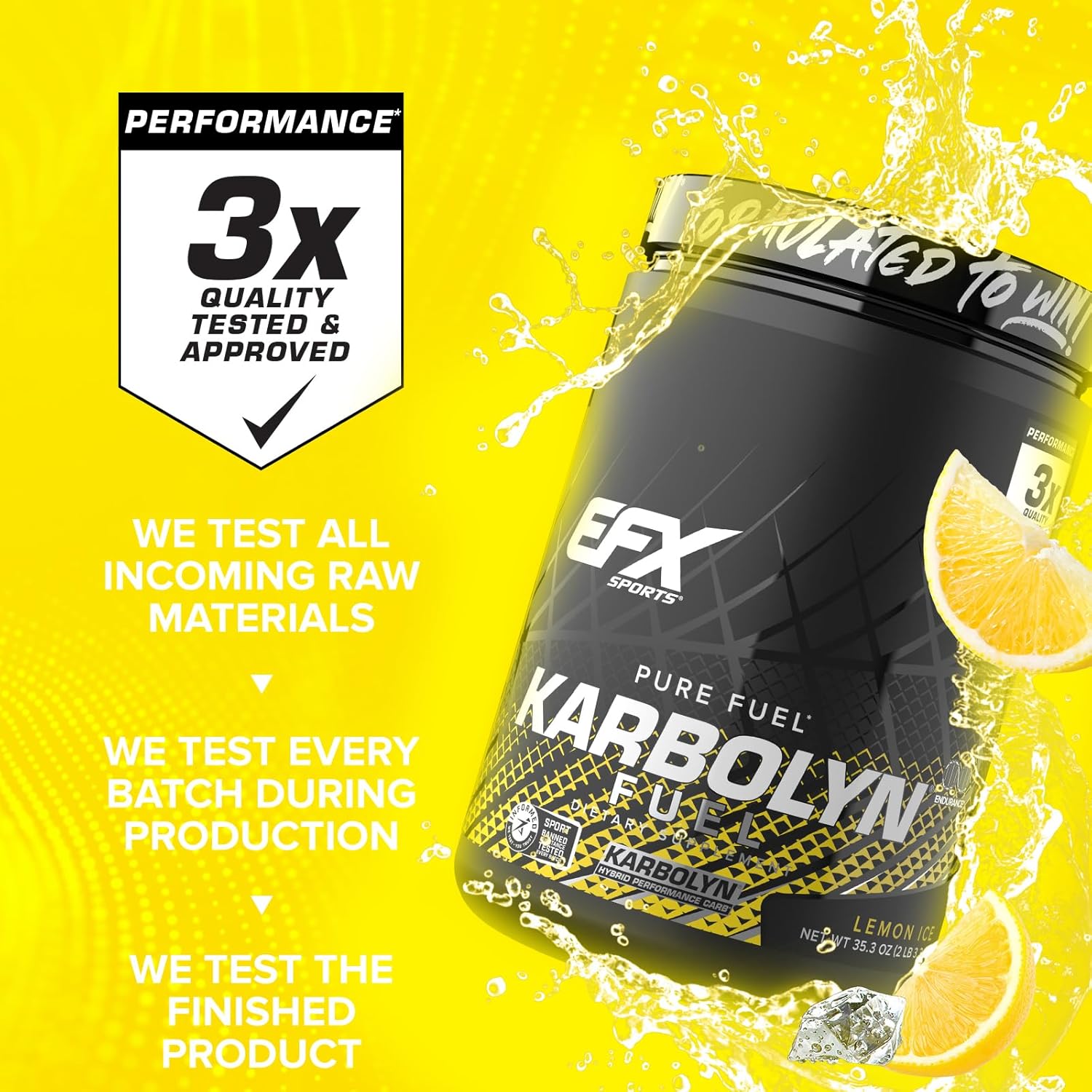 Efx Sports Karbolyn Fuel | Fast-Absorbing Carbohydrate Powder | Carb Load, Sustained Energy, Quick Recovery | Stimulant Free | 18 Servings (Lemon Ice) : Health & Household
