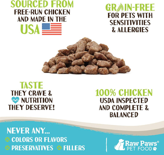 Raw Paws Freeze Dried Dog Food & Cat Food - Chicken Recipe, 16-Oz - Made In Usa - Freeze-Dried Dog Food, Freeze Dried Raw Dog Food - Raw Dog Food Freeze Dried, Raw Food For Dogs, Freeze Dried Cat Food