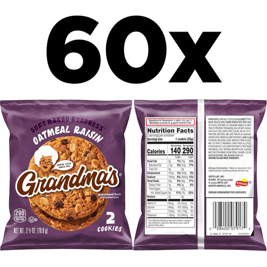 Grandma'S Oatmeal Raisin Cookies, 2.5 Ounce (Pack Of 60)