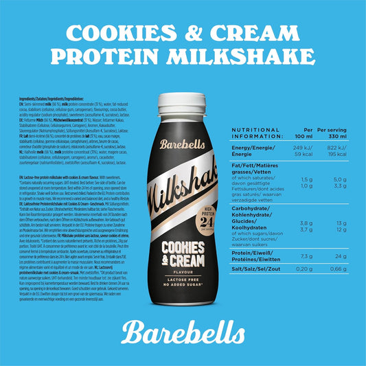 Barebells Protein Shake – 24G High Protein Milkshake, Lactose-Free, Ready To Drink, Low Carb – 8X330Ml (Vanilla Flavour)