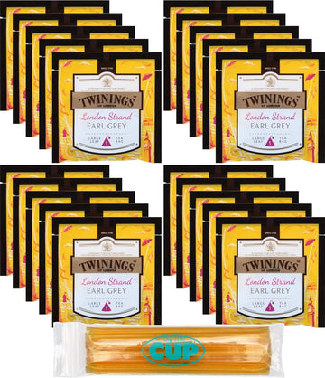 Twinings Discovery Collection London Strand Earl Grey, 20 Large Leaf Pyramid Tea Bags with By The Cup Honey Sticks
