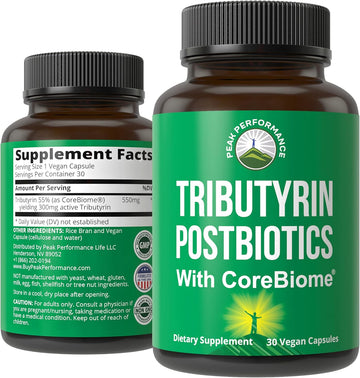 Corebiome Tributyrin Postbiotic Supplement Clinically Tested For Gut Health. More Effective Than Sodium Butyrate Capsules. High Bioavailability Post Biotics For Digestive, Leaky Gut, Colon, Microbiome