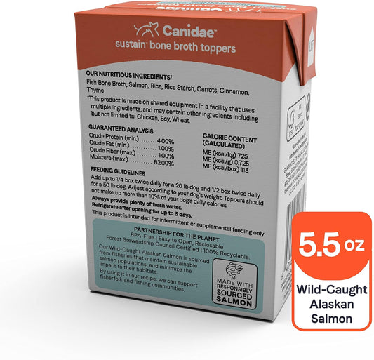 Canidae Sustain Bone Broth Toppers Premium Dog Topper With Wild-Caught Salmon, 5.5 Oz. (Case Of 1)