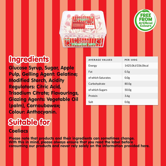 Swizzels Sweet Tubs, Fun Gums Strawberry Tarts, Fruit Flavour Foam And Jelly Gums, Sharing Tub Of Sweets, Free From Artificial Colours (120 Sweets Approximately)
