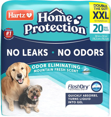 Hartz Home Protection Mountain Fresh Scented Dog Pads, Xxl 20 Count, Super Absorbent & Won'T Leak, Odor Eliminating