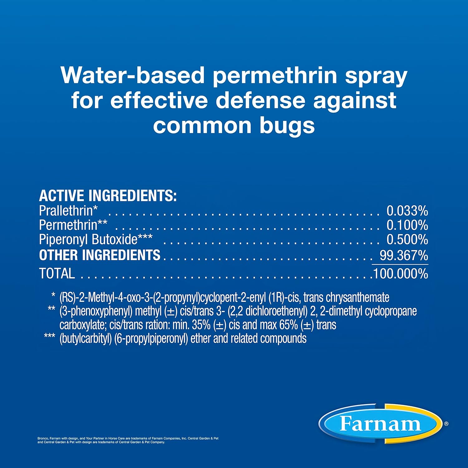 Farnam Broncoe Water-based Fly Spray with Citronella Scent for Horses, Dogs, and Premises 32 Ounces : Farnam/VPL Central Life Sciences: Pet Supplies