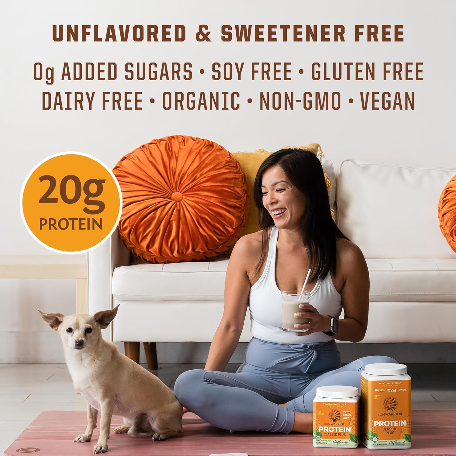 Vegan Organic Protein Powder Plant-based | 5 Superfood Quinoa Chia Seed Soy Free Dairy Free Gluten Free Synthetic Free NON-GMO | Unflavored 30 Servings | Classic Plus by Sunwarrior : Health & Household