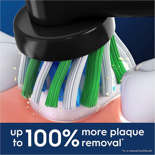 Oral-B Pro Cross Action Electric Toothbrush Head, Oral B Electric Toothbrush Heads, X-Shape And Angled Bristles For Deeper Plaque Removal, Pack Of 4 Toothbrush Heads, Black, Oral B Replacement Heads
