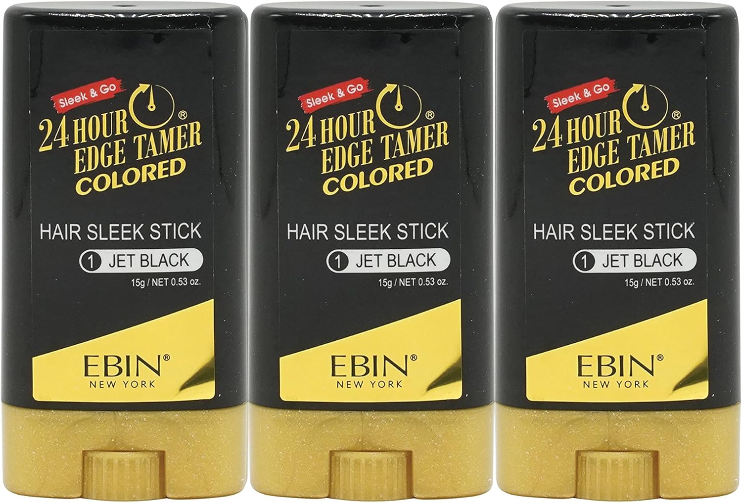 Ebin New York 24 Hour Colored Sleek Stick_Jet Black 3Pack